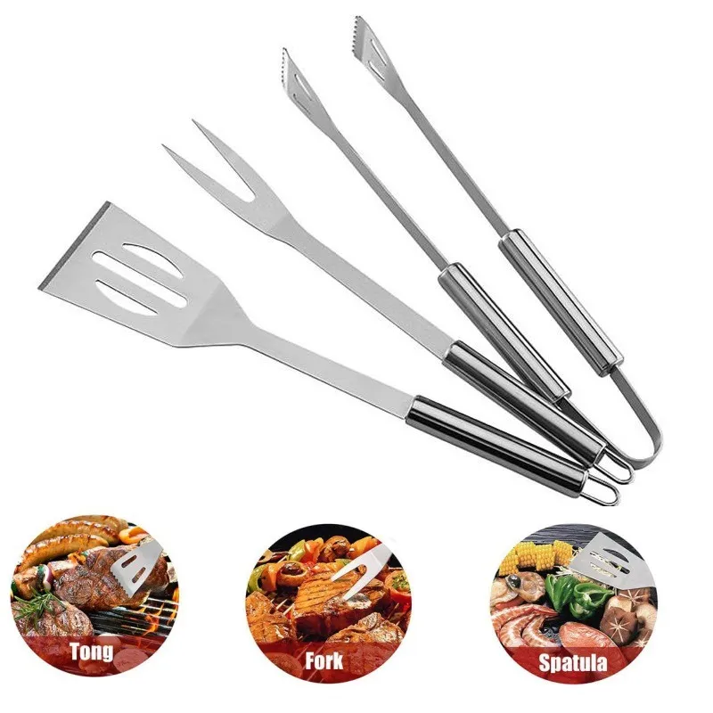 Strumenti Per Griglia Da Barbecue In Acciaio Inossidabile Inclusi Spatola Forchetta Pinze Accessori Per Barbecue Per Cucina All'Aperto