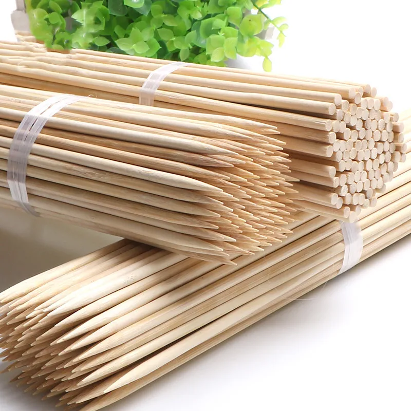 Natural Bamboo BBQ Skewers Disposable Wooden Grilling Sticks For Meat Fruit Kabob Oden Marshmallow Outdoor Grill Party