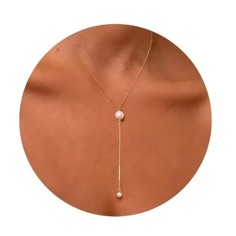 Minimalistisch Legering Kunstparel Choker Halsketting Verguld Elegante Sleutelbeen Ketting Mode Sieraden Cadeau voor Vrouwen
