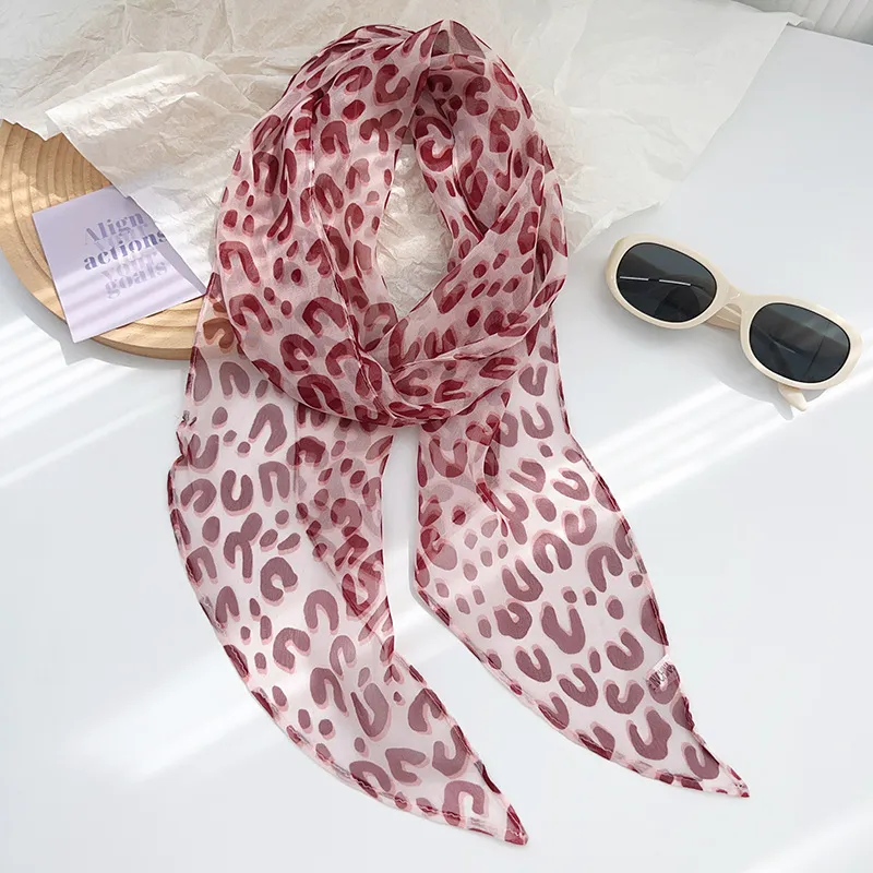 Damen Retro Leopardenmuster Polyester Scharf Mode Langer Band Scharf Schicker Halsscharf Für Den Alltag