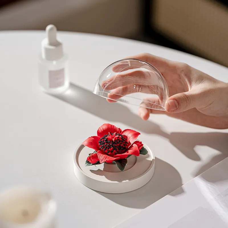 Handgefertigtes Keramik-Kapok-Blumen Flammenloses Aromatherapie-Ornament Traditionelles Immaterielles Erbe Porzellanblumen Hausduft-Diffusor-Geschenk