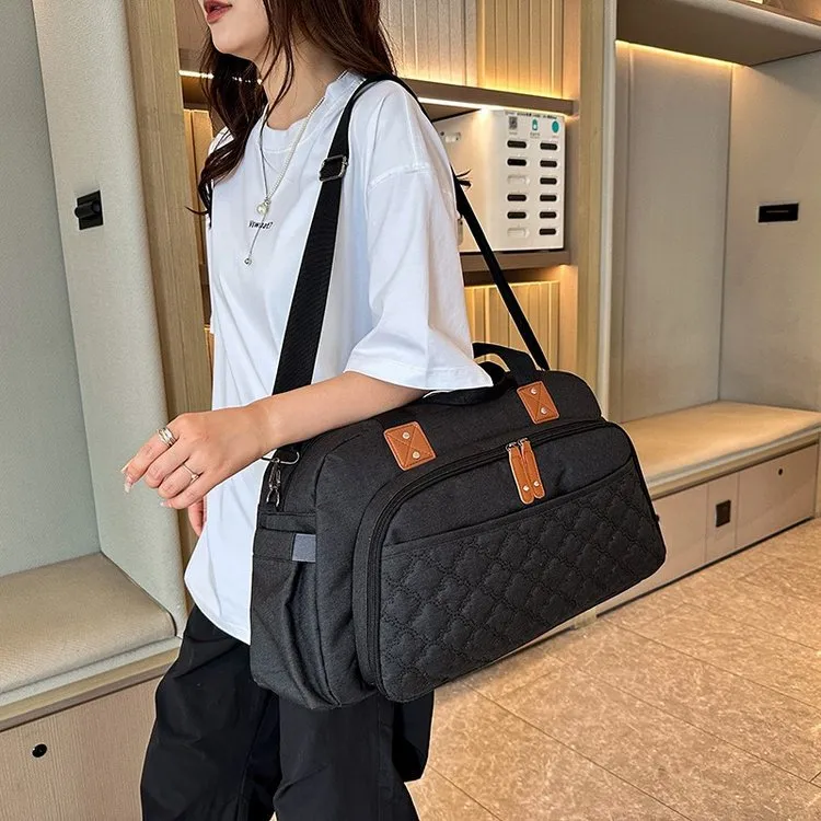 Grand Sac de Voyage Capacité Séparation Sec Humide Nylon Matelassé Sac à Main de Sport Avec Housse de Chariot