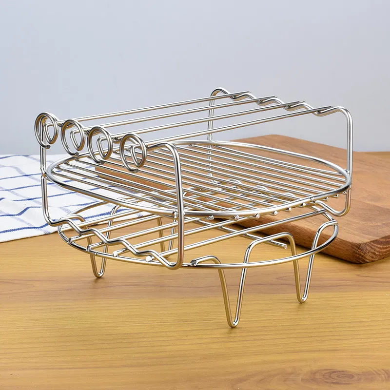 Edelstahl Heißluftfritteuse Zubehör Grillrost Dampfgestell Brot Toast Halter Grillspieße Metall Kühlgitter Für Kochen Backen Küchenhelfer