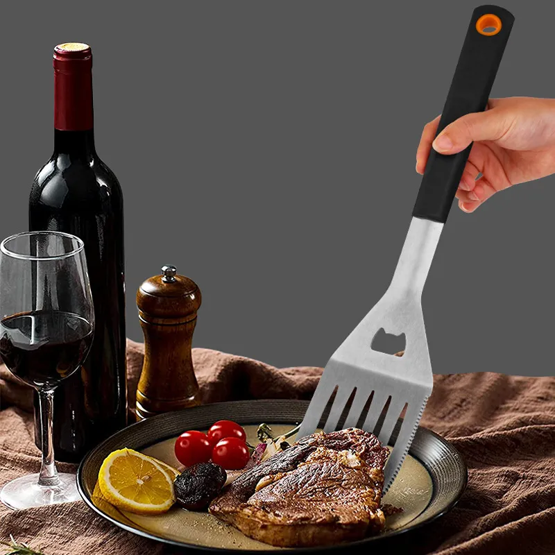Professional Stainless Steel Barbecue Grill Tool Set Outdoor Camping Utensils With Spatula Fork Tongs Silicone Brush Knife