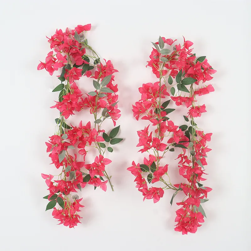 Artificial Bougainvillea Hanging Garland Silk Flower Vine Fake Plant Trailing Greenery For Home Garden Balcony Wall Decor Wedding Party Backdrop Decorations