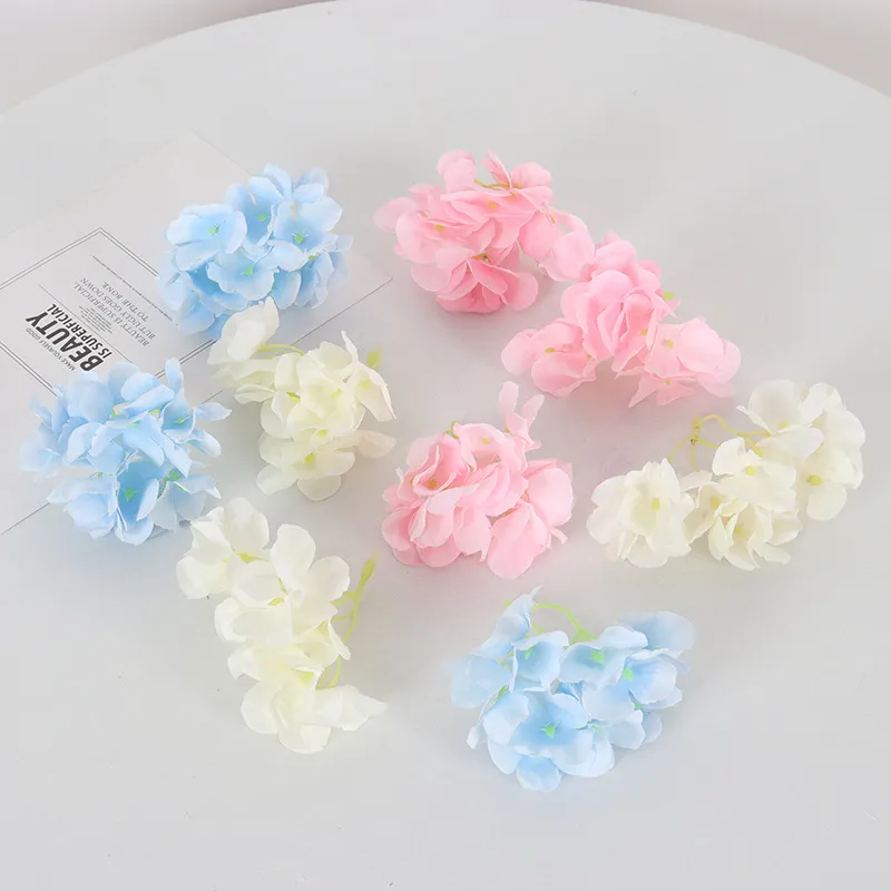Mini Testa di Fiore di Ortensia Artificiale Fiore di Seta Artigianato Per Fai da Te Copricapo Forcina Accessori Matrimonio Casa Decorazione Floreale