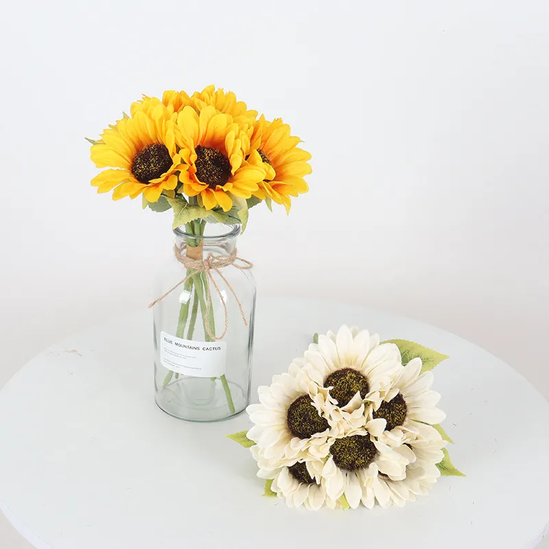Bouquet de Tournesols Artificiels Fleurs en Soie Composition Florale pour Maison Hôtel Jardin Mariage Décoration de Table
