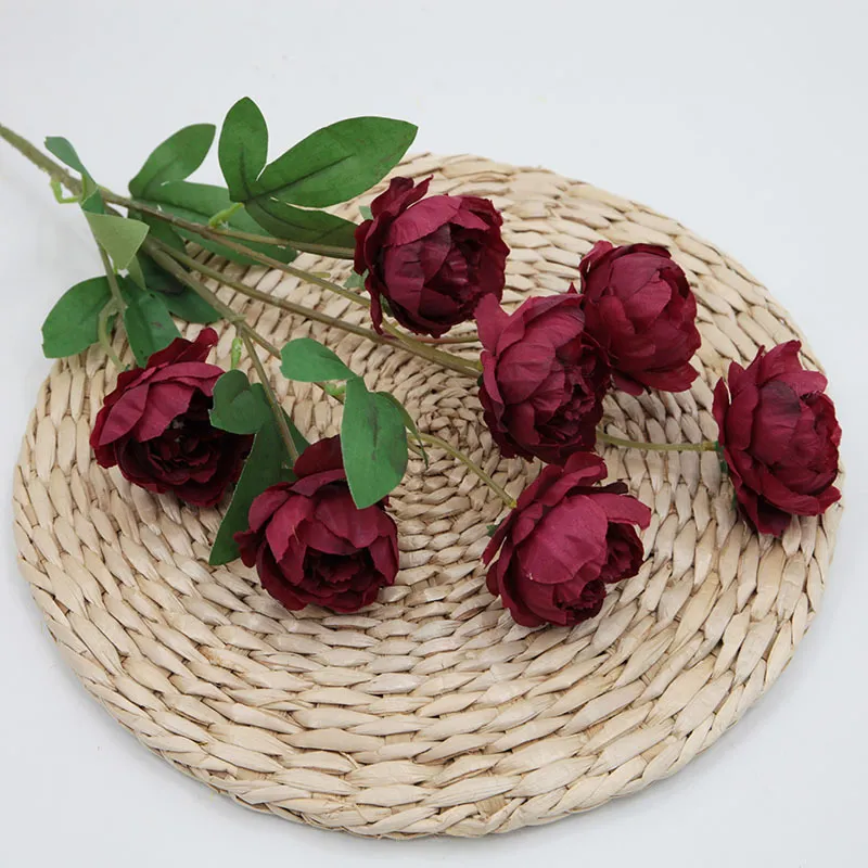 Fleurs de Pivoine Artificielles en Soie Multi-Têtes Pour Mariage Fête Décoration de la Maison Accessoires de Photographie