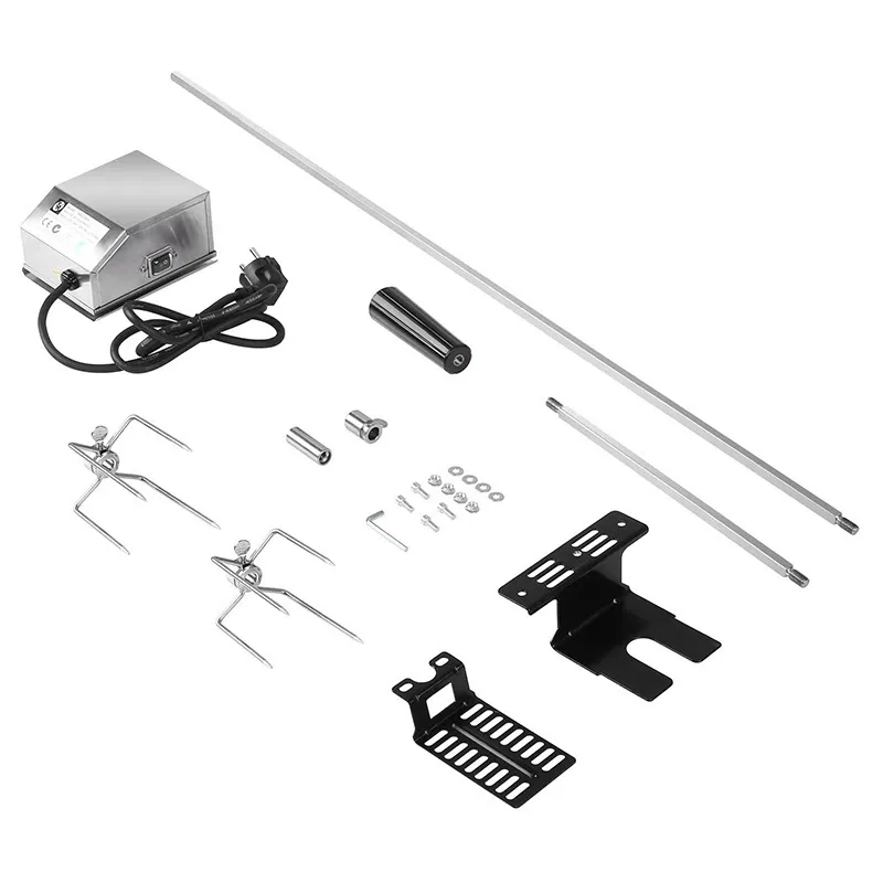 Kit de Rôtissoire Électrique Professionnel en Acier Inoxydable Accessoires de Barbecue Automatiques Avec Moteur Fourchettes à Viande Extérieur