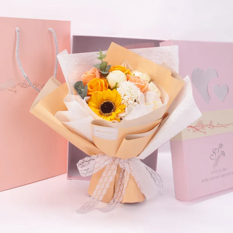Exquisites Künstliches Seifenblumen Rose Phalaenopsis Bouquet Romantische Blumengeschenkbox Für Valentinstag Muttertag Damen Geschenk