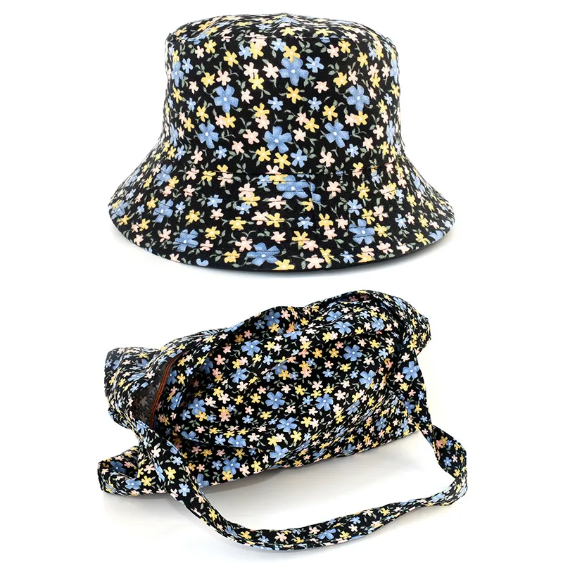 Cappello da Pescatore Moda Donna Autunno Inverno Reversibile Stampa Leopardata Floreale Casual