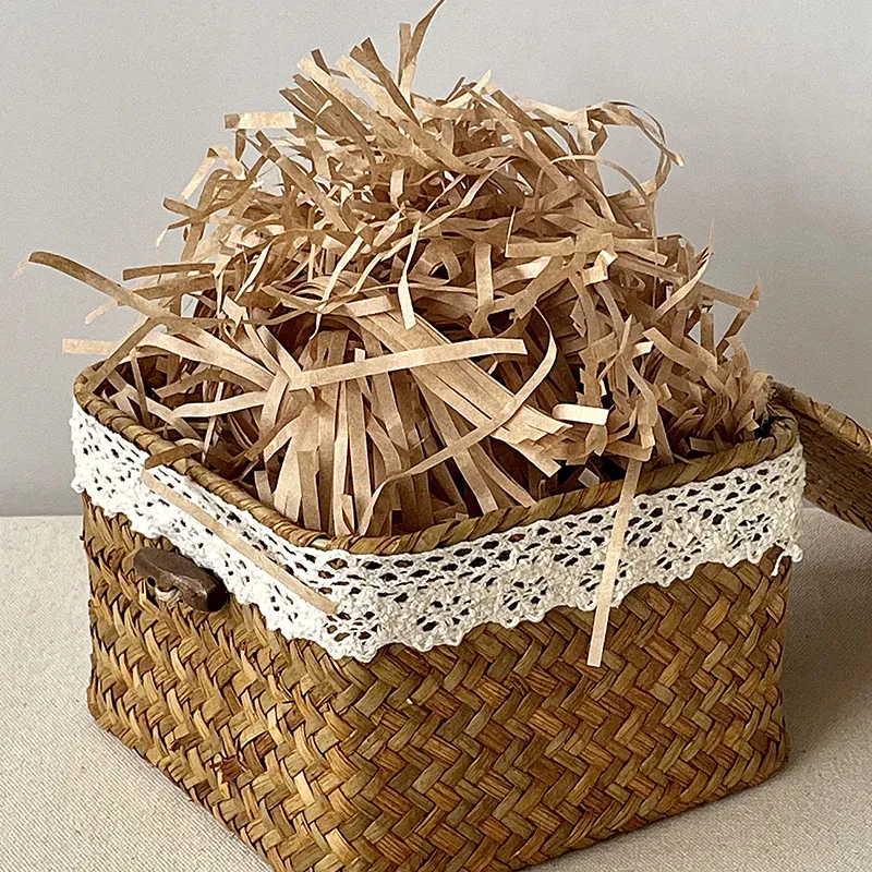 Carta Triturata Naturale Rafia Riempitivo Scatola Regalo Carta Increspata per Imballaggio Decorativo Matrimonio Festa Confezione Accessorio