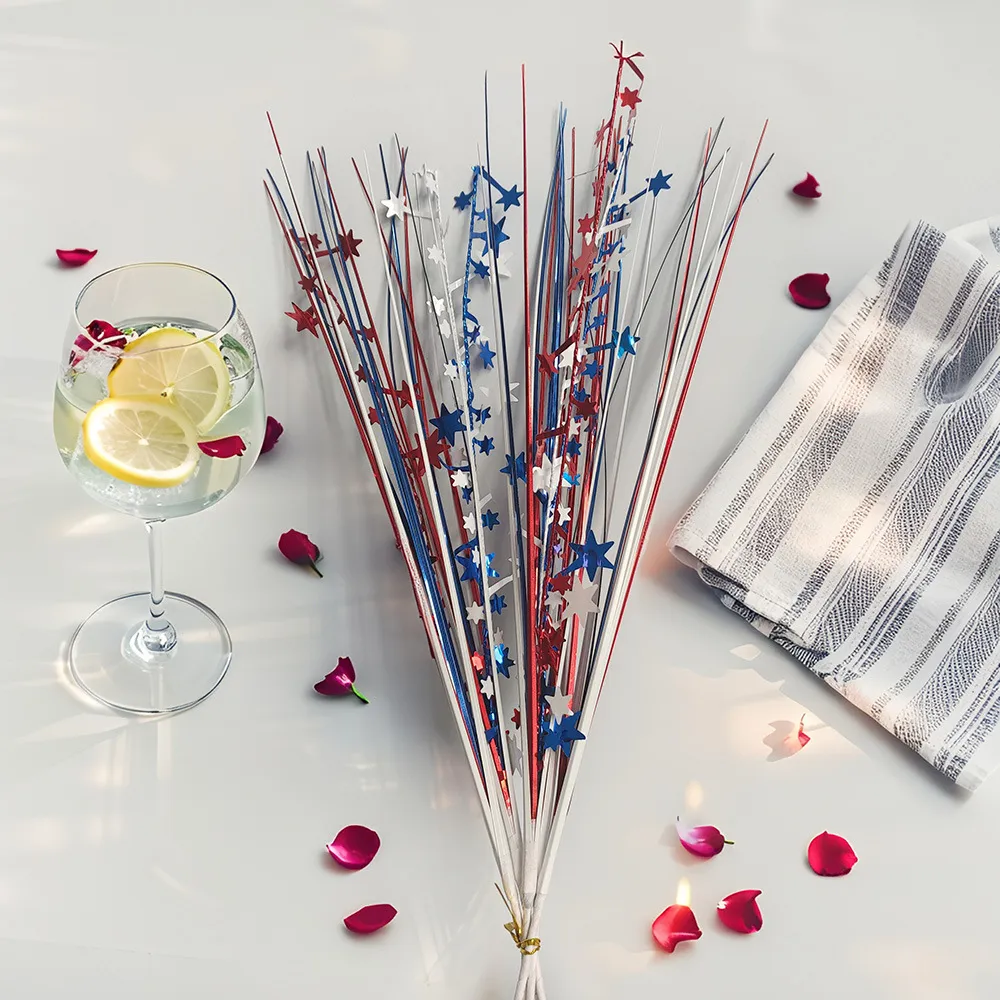 Unabhängigkeitstag Stern Band Stecker Patriotische Party Dekoration Rot Weiß Blau Lametta Stiele Für Haus Dekor Ornamente