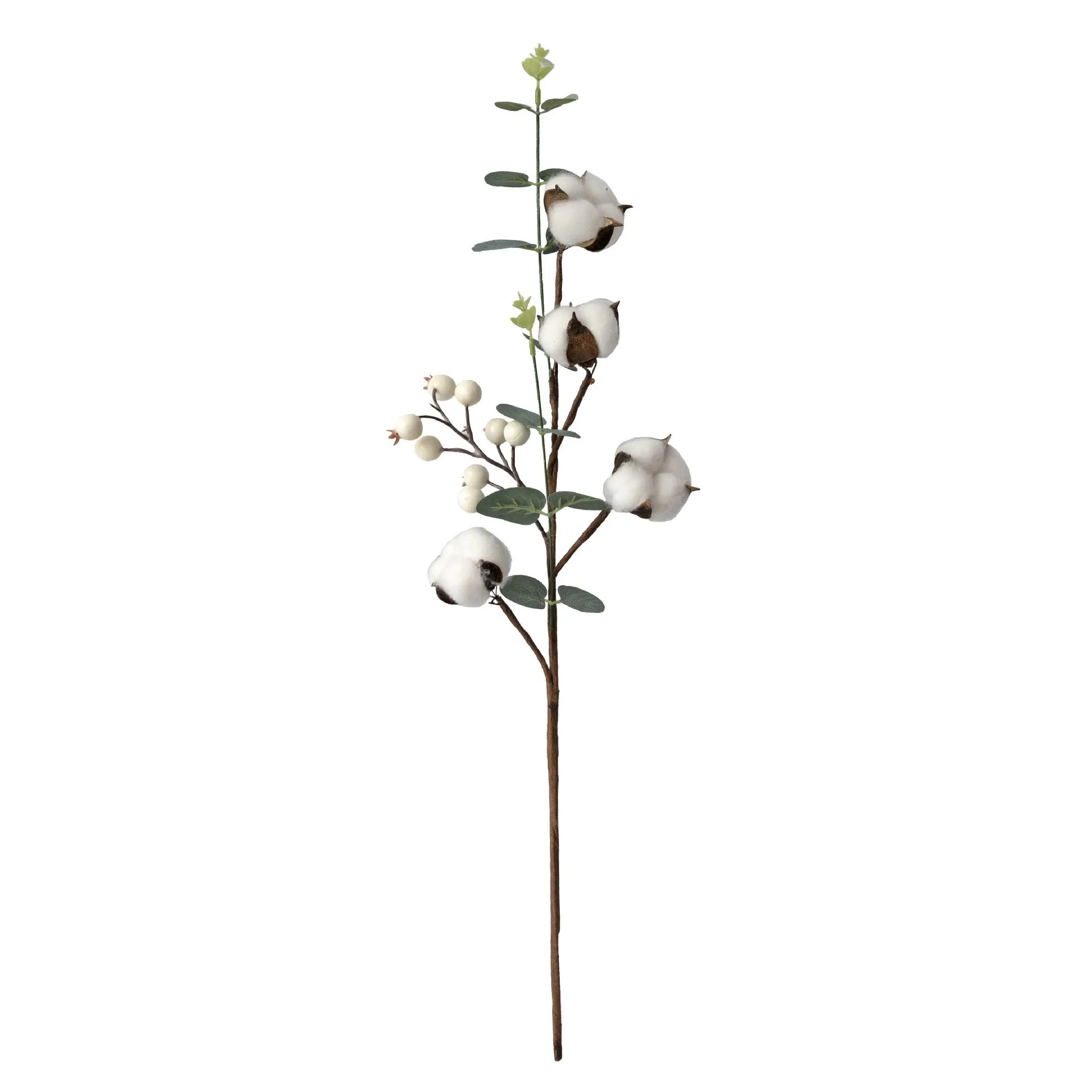 Noords Ins Gedroogde Bloemen Katoen Boeket Kunstmatige Eucalyptusbladeren Witte Bessen Steel Kerst Tafeldecoratie Huisdecoratie Feestdagen Arrangement