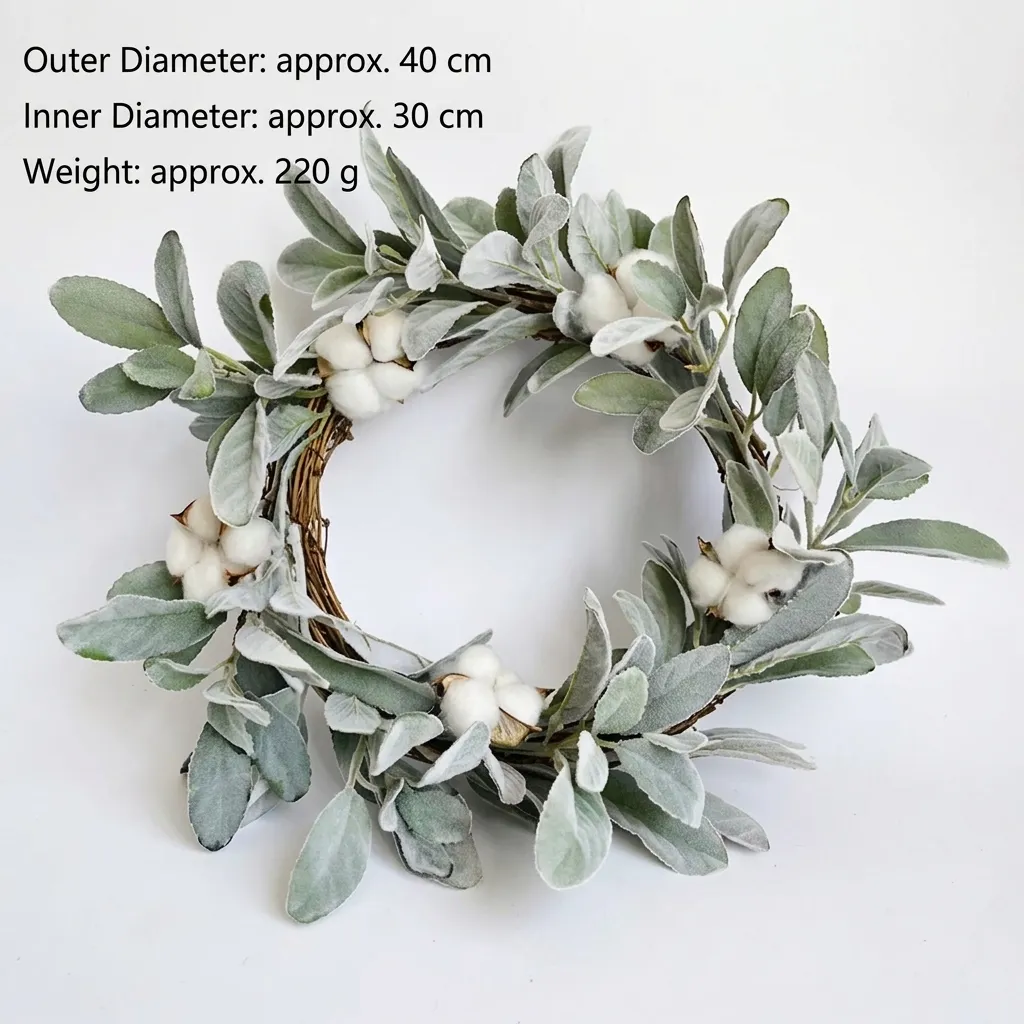 Nordischer Handgemachter Künstlicher Hasenohrblattkranz Mit Baumwolle Weißer Weihnachtsblumenranke Girlande Für Die Haustür