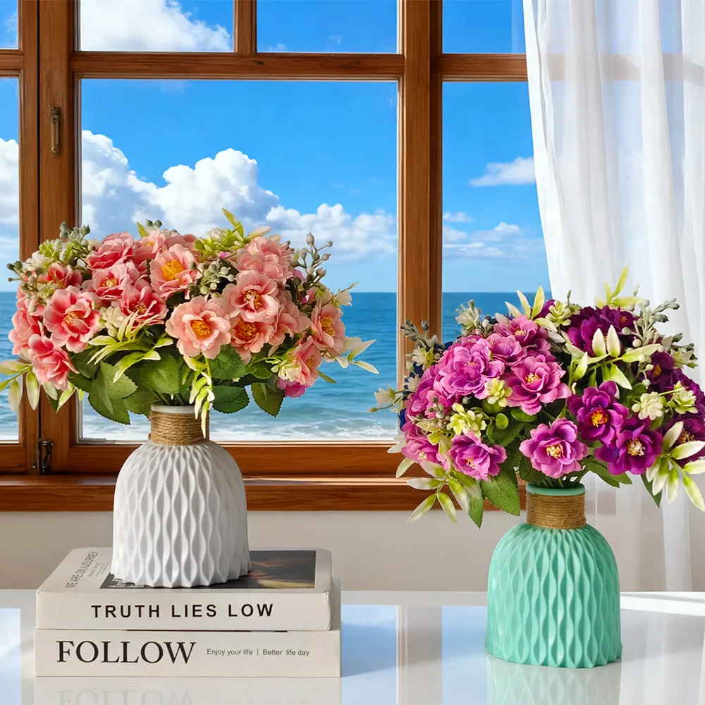 Artificial Silk Rose And Daisy Bouquet Decorative Fake Flowers For Home Wedding Decoration Photography Props Materials