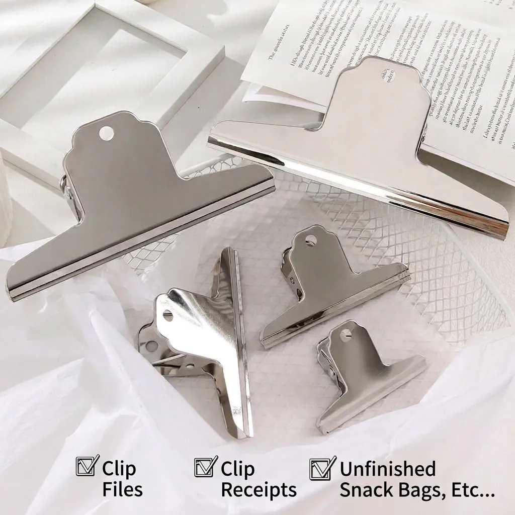 Stainless Steel Bulldog Clips Mountain Shaped Bill Document Paper Organizer For Office School Student Home Kitchen Seal