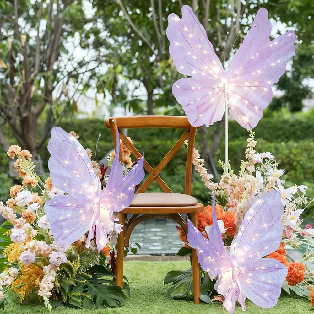 Große Künstliche Netzgewebe Schmetterling LED Licht Dekoration Leuchtender Schmetterling Deko Für Hochzeit Party Garten