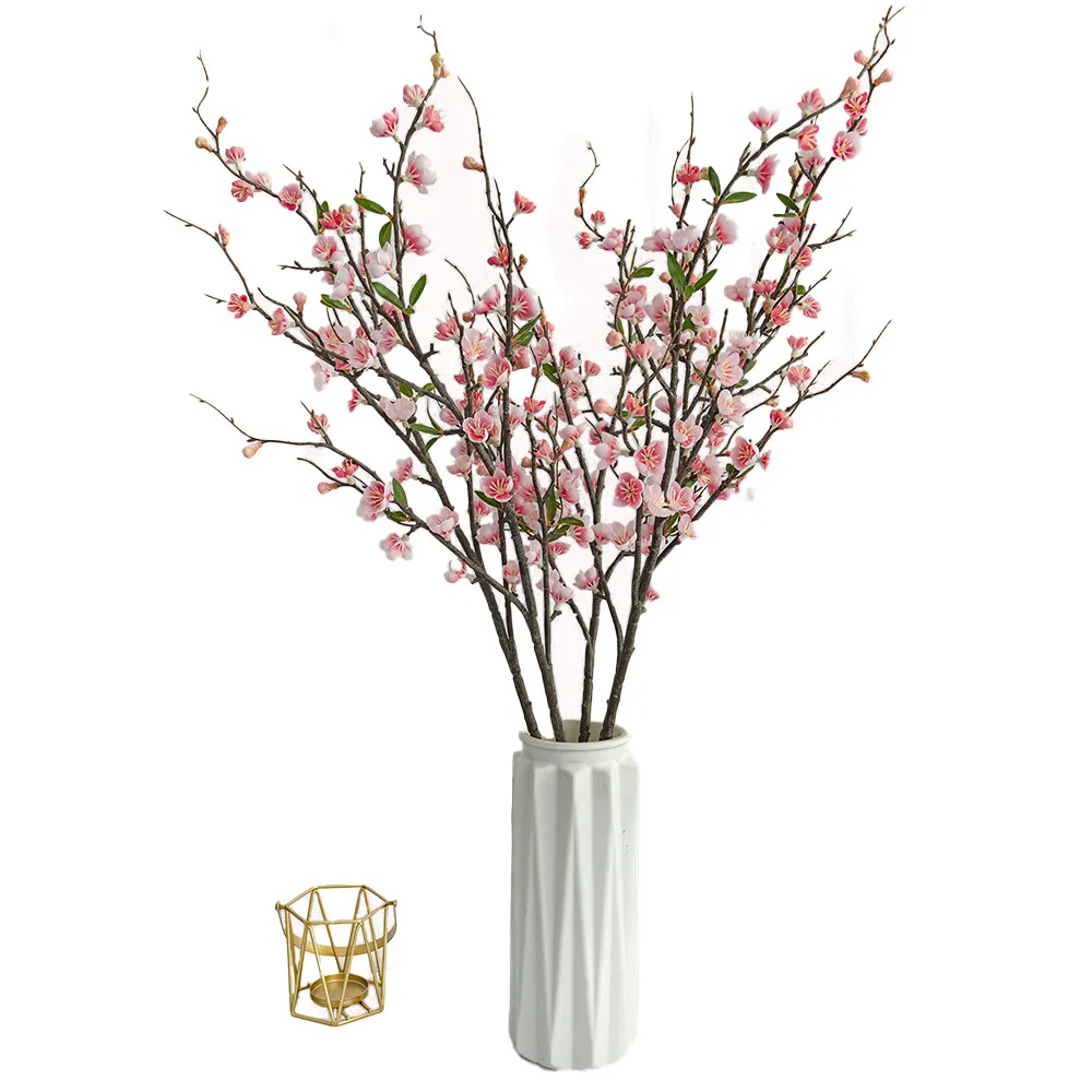 Branche de Fleurs de Pêcher Artificielles en Soie Simulation Réaliste Tige de Fleurs de Cerisier pour Décoration de Mariage de Salon