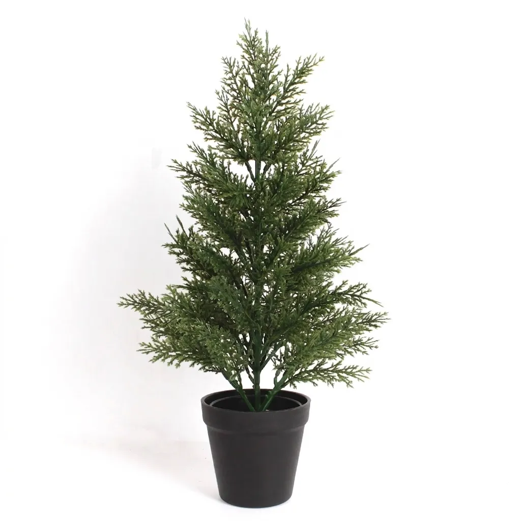 Mini Artificial Christmas Tree Cedar Potted Plant For Home Office Desktop Decor Small Green Pine Tree With Pot