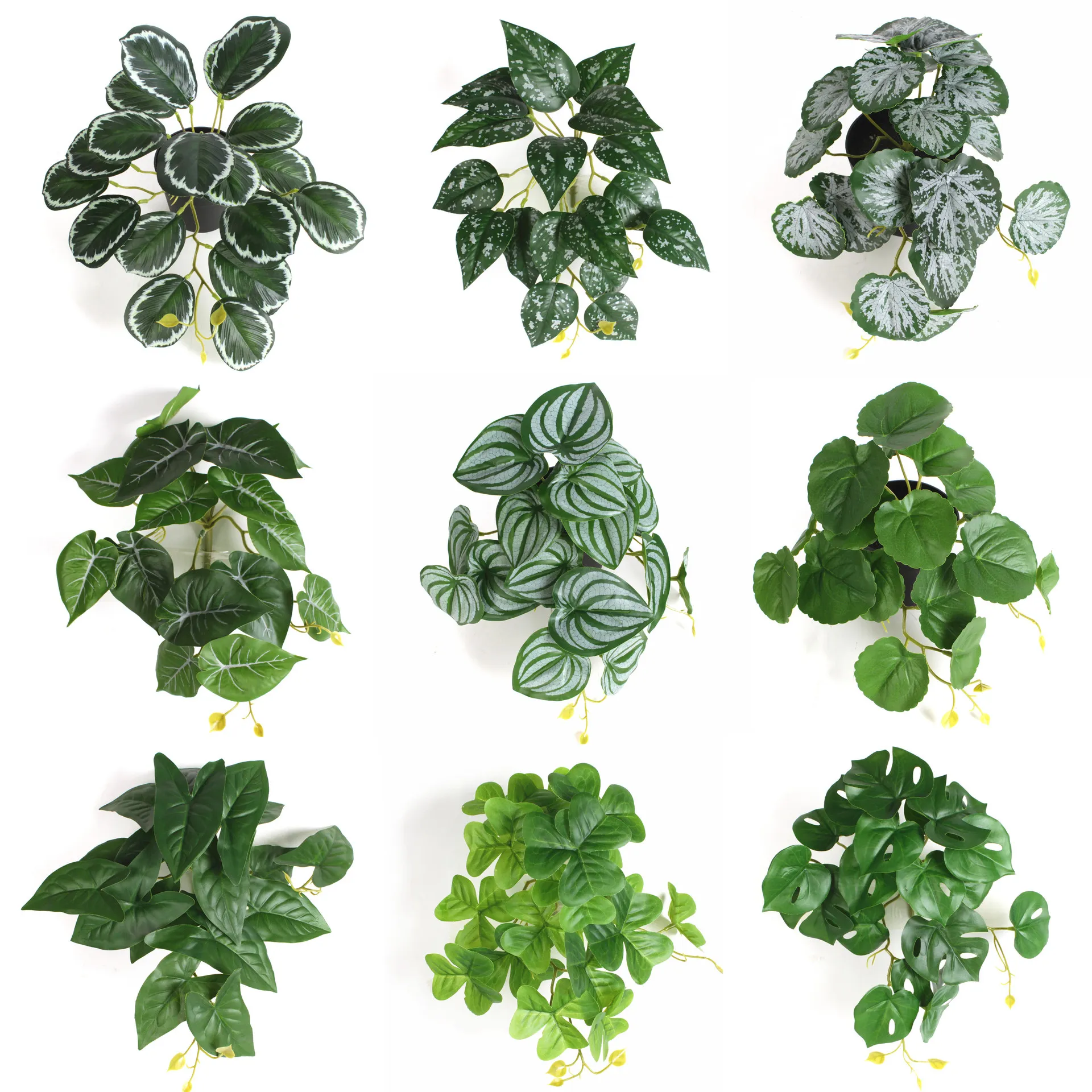 Artificial Monstera Watermelon Leaf Plant Branch For Home Decor Glue Coated Texture Faux Greenery Plastic Leaf Decor Without Pot