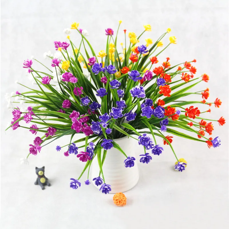 7-Fork Artificial Peony Simulation Flower Bunch Plastic Spring Grass Fake Flowers For Home Garden Outdoor Wedding Decor
