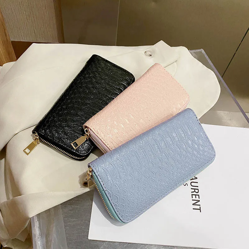 Women's Fashion Long Wallet PU Leather Crocodile Pattern Large Capacity Zipper Clutch Bag Elegant Trendy Ladies Handbag Money Purse