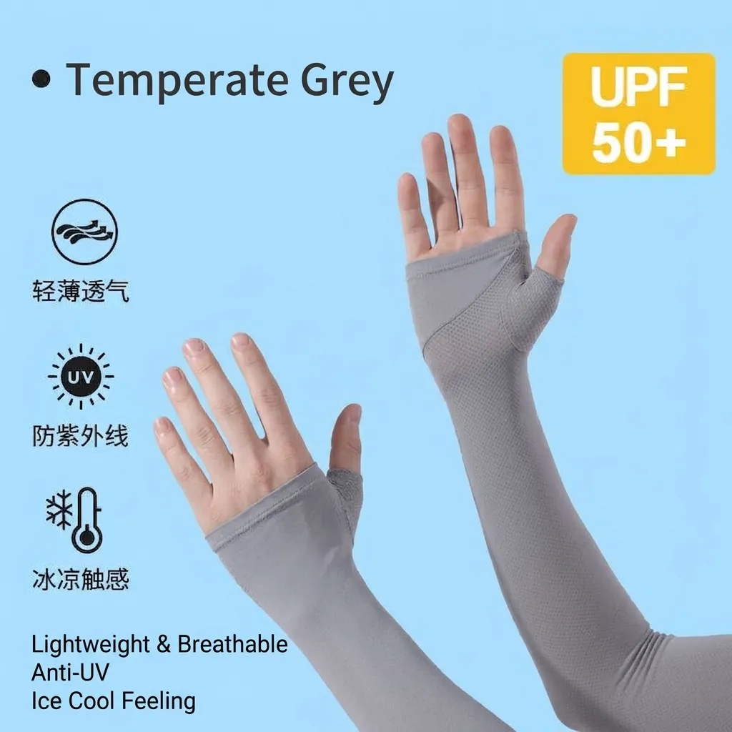 Damen Polyester Sonnenschutz Armstulpen Eis Seide Kühlung Lange Handschuhe UV Schutz Volle Handfläche Flip Finger Touchscreen