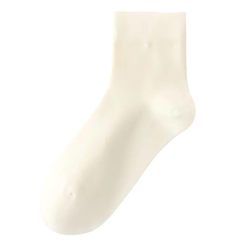 Damen Minimalistisch Baumwolle Hohlnetz Wadenlang Freizeitsocken Atmungsaktiv Einfarbig Handgekettelte Nahtlose Fußspitze Schweißabsorbierend Socken