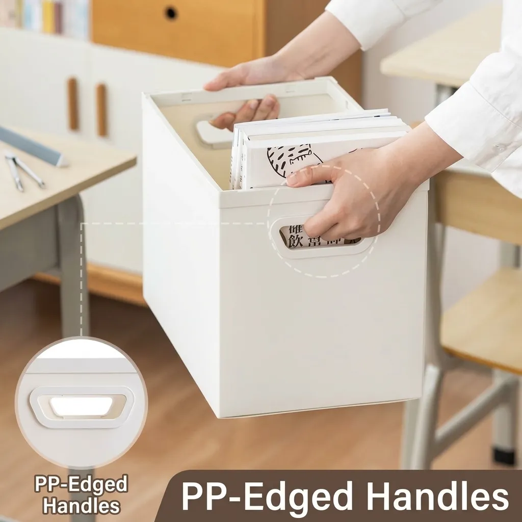 Caja de Almacenamiento Plegable de Plástico Para Libros Ropa Reforzada Apilable Organizador de Armario Doméstico Con Asas Grande Pequeño