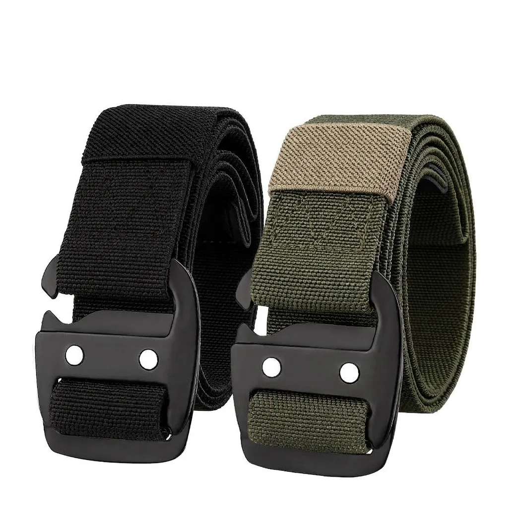 Herren Elastisch Taktisch Gürtel Legierung Haken Schnalle Stretch Gewebt Taillengürtel Für Outdoor Casual Military Stil Gürtel