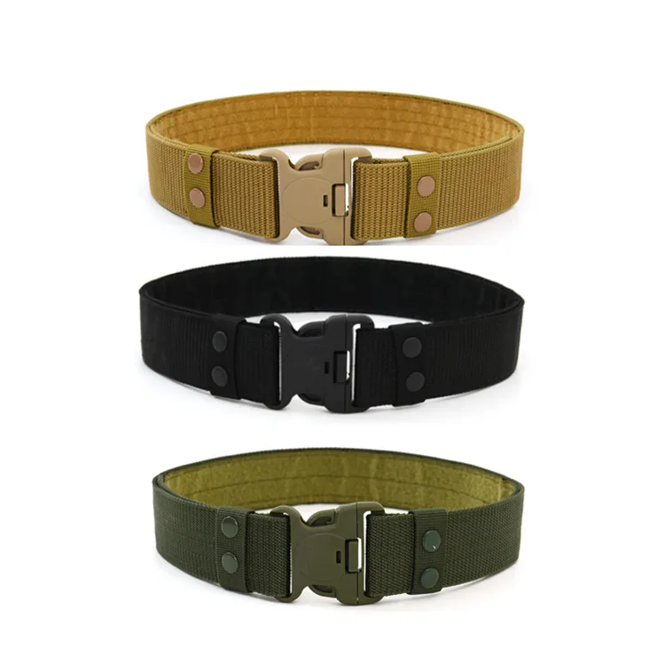 Professional Heavy Duty Tactical Belt Men High Strength Woven Nylon Belt Outdoor Security Utility Belt Quick Release Plastic Buckle
