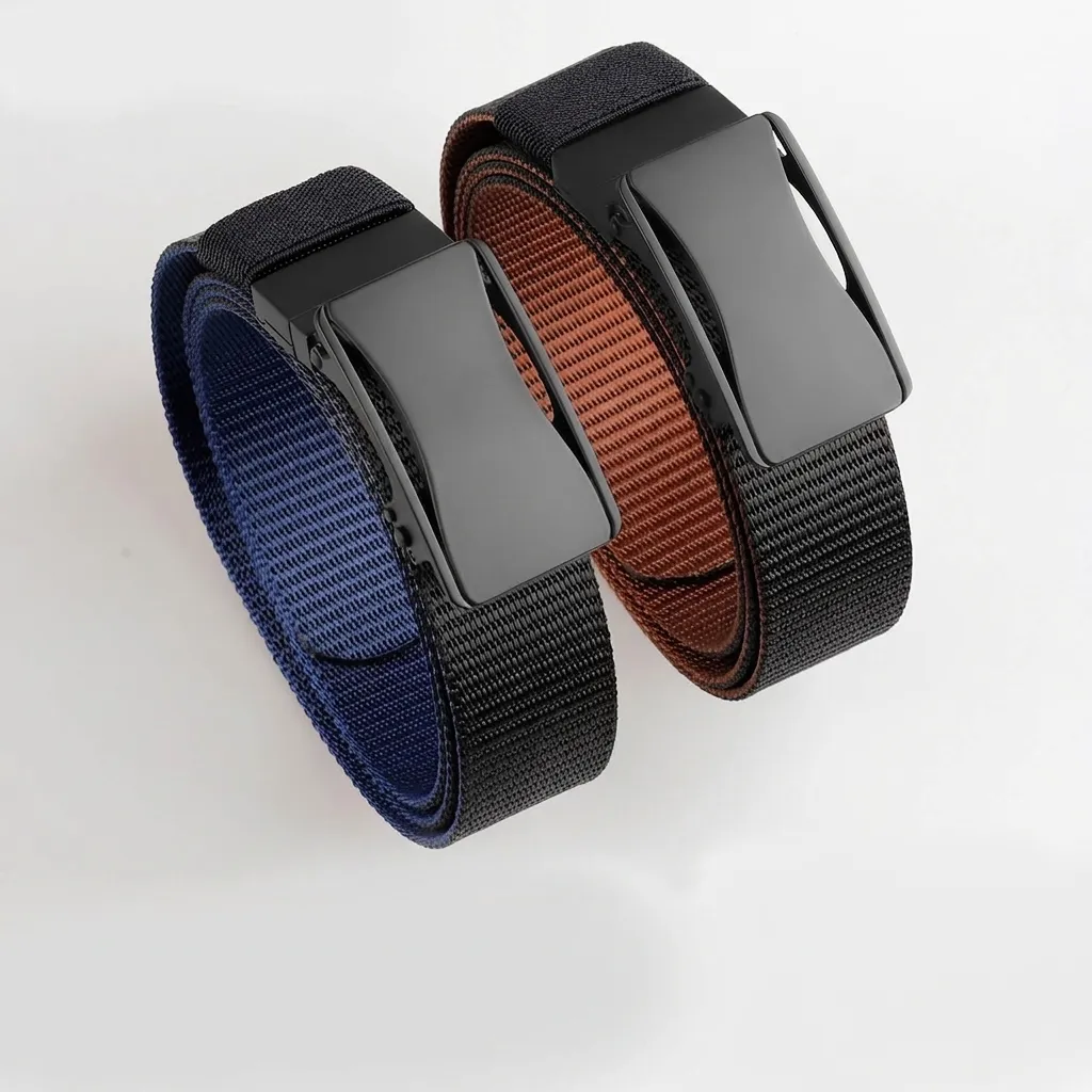 Men's Reversible Nylon Belt Tactical Double Sided Web Belt With Automatic Alloy Buckle Casual Outdoor Work Waistband