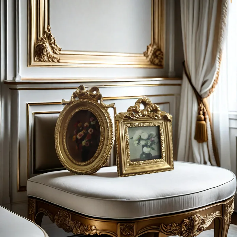 Vintage European Golden Resin Photo Frame With Bowknot Relief Oval Square Desktop Picture Frame Home Bedroom Wall Decor