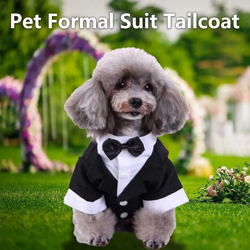British Style Pet Dog Tuxedo Suit Pinstripe Gentleman Formal Wedding Party Dress For Small Dogs Bowtie Apparel