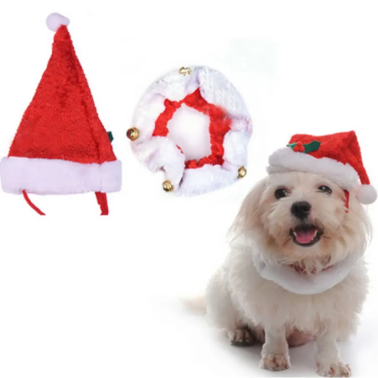 Pet Halloween Christmas Decoration Acrylic Knitted Hat With Bell Universal Pet Collar For Cats Dogs Small Animals Accessory