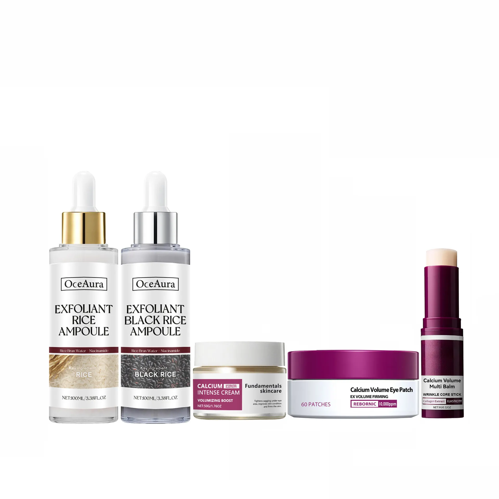 Natürlicher Reisextrakt Gesichtsserum Feuchtigkeitsspendend Peeling Hautpflegebalsam Aufhellend Pflegend Anti Falten Augenpads Set Für Unisex
