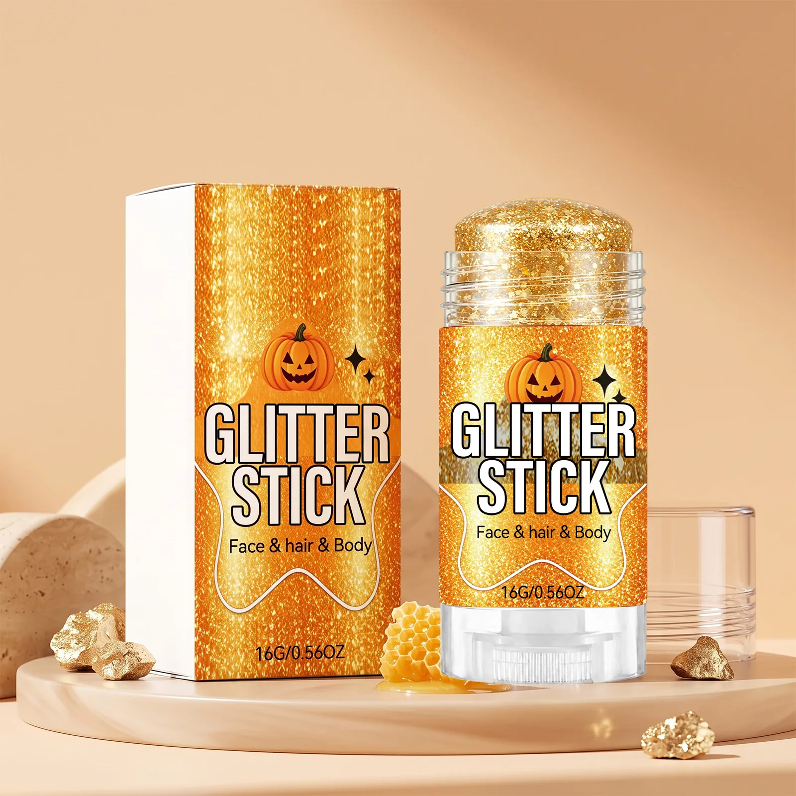 Goud Glitter Stick Romige Shimmer Highlighter Voor Gezicht Lichaam Haar Halloween Feest Festival Vrouwen Make-up Cosmetica