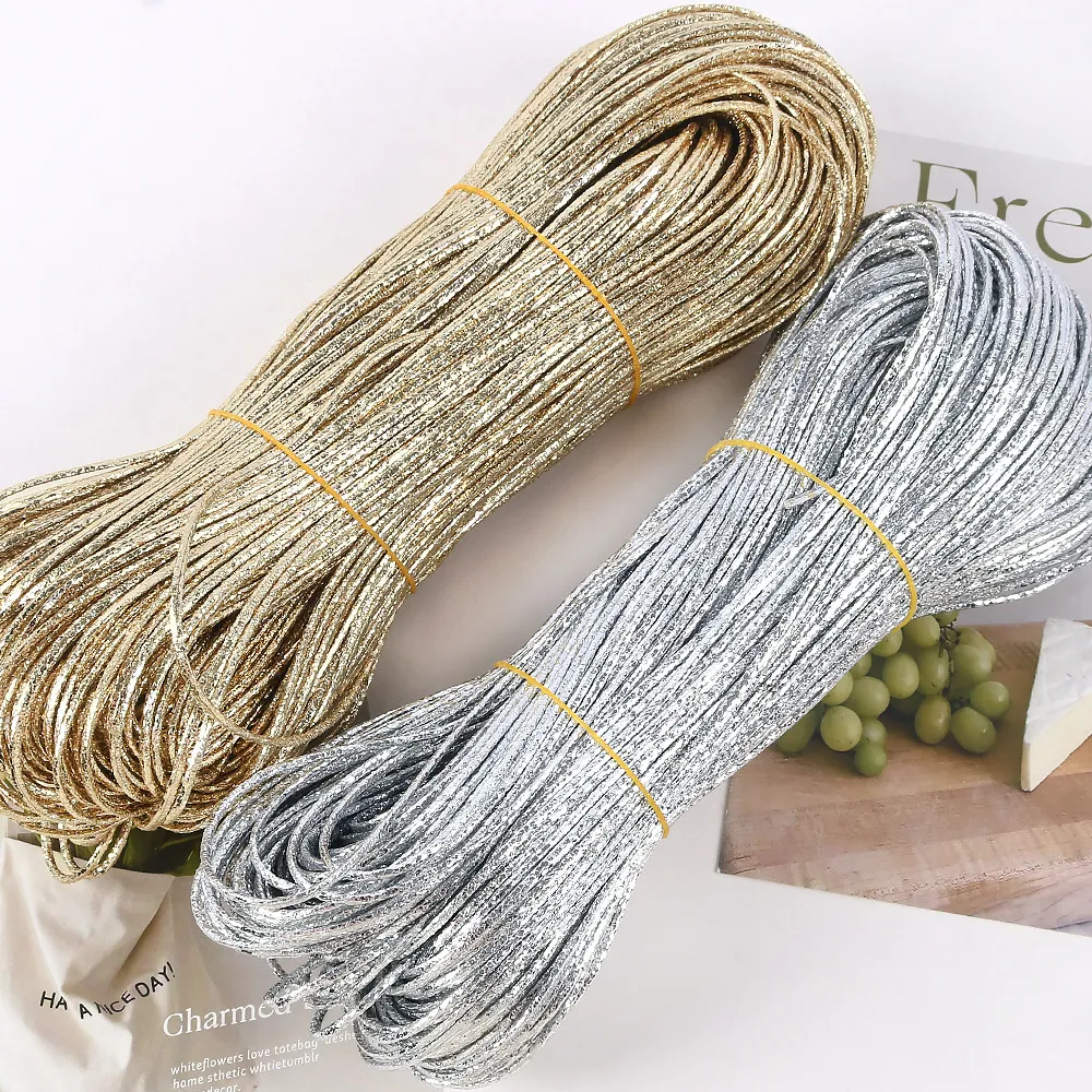 Cordón de Cuero PU Láser 2mm Textura Agrietada Cuerda Trenzada Para DIY Collar Colgante Llavero Material de Joyería Hecha a Mano