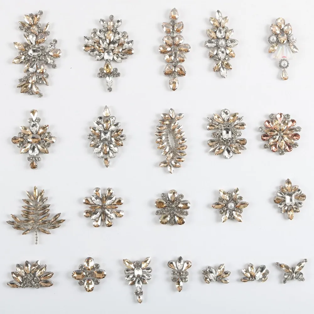 Gold Glas Strass Patch Hot-Fix Kleber Zum Aufbügeln Künstliche Kristallperlen Applikation Für DIY Kleidung Schmuck Zubehör