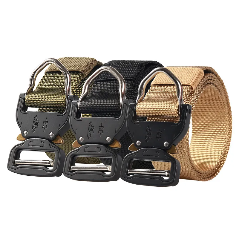 Tactische Riem Voor Heren Dames Outdoor Quick Release Legering Gesp Heavy Duty Nylon Militaire Taille Riem Met D-Ring