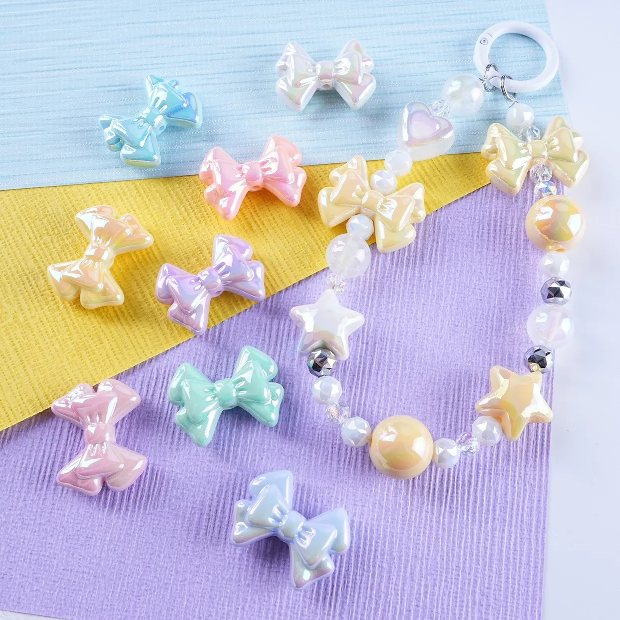 Aurora AB Gradient Doppelschicht Schleife Acryl Perlen DIY Schmuck Zubehör Material Für Ohrring Haarspangen Telefon Gurt Herstellung