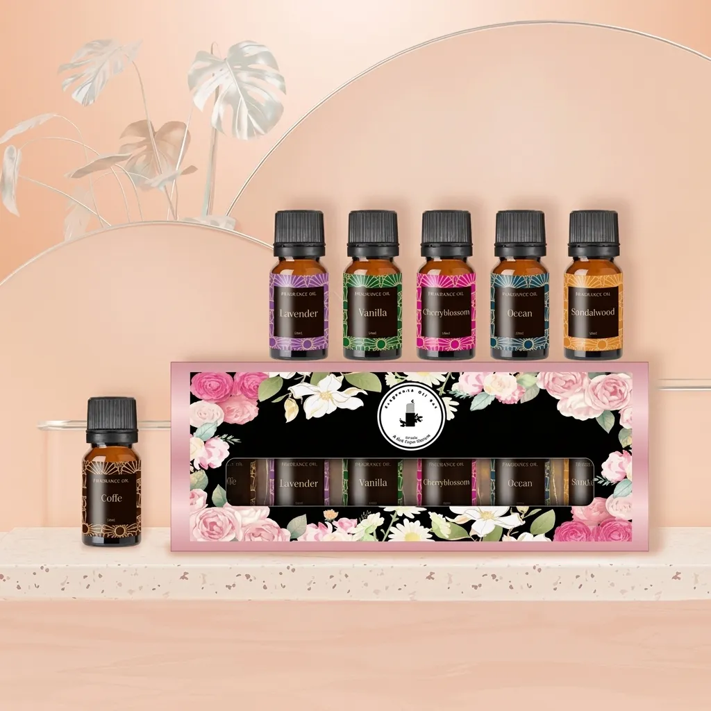 Colección de Aceites Esenciales Vegetales Aceites de Aromaterapia para Humidificador Piedra Difusora Lavanda Flor de Cerezo Océano Vainilla Sándalo Café Aroma