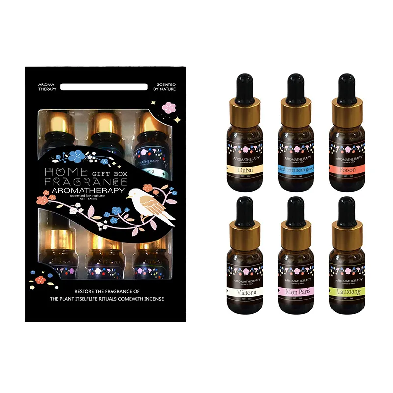 Pflanzen Aromatherapie Ätherisches Öl Set Wasserlösliches Duftöl Tropfflasche Zuhause Lufterfrischung Duftende Geschenkbox
