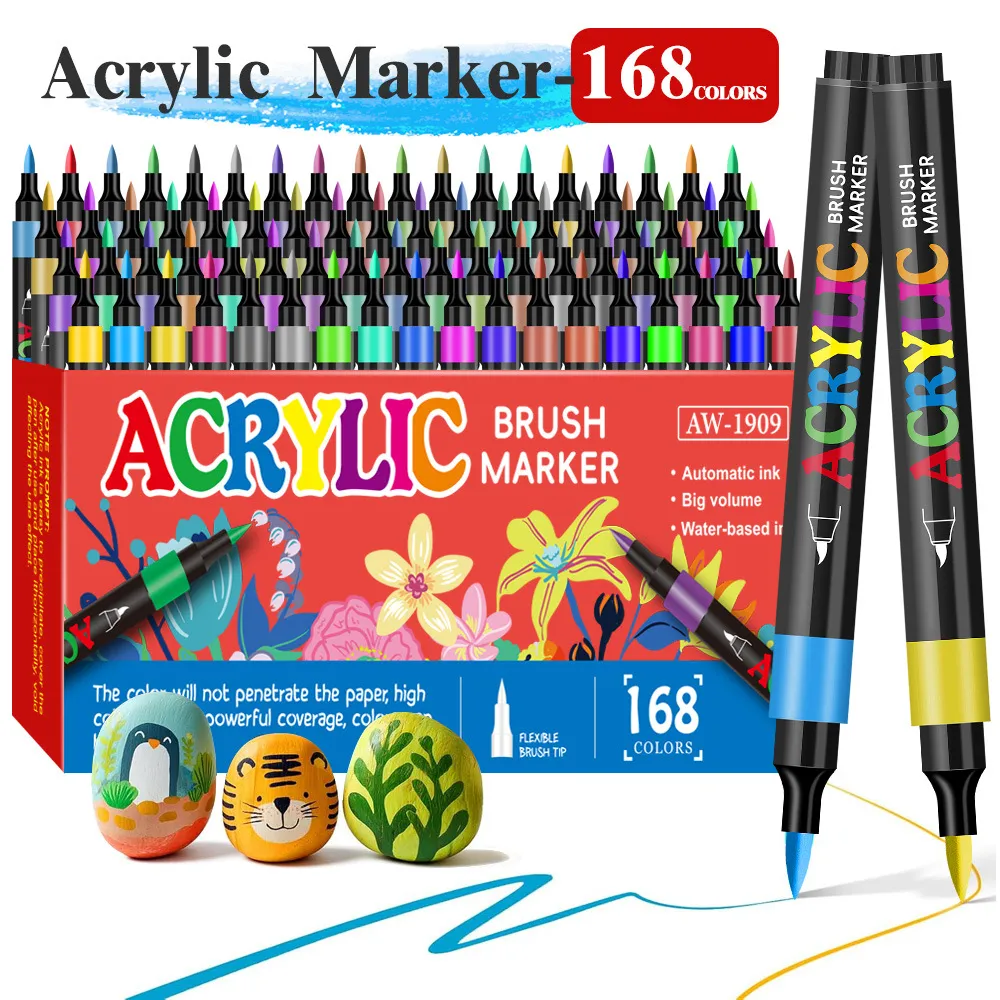 Professionelles Acryl Pinselmarker Set Weiche Spitze Mehrfarbig Tinte Auf Wasserbasis Stifte Für DIY Kunst Malen Stein Holz Keramik Deko
