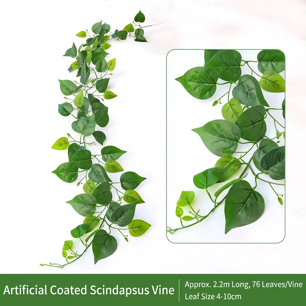 Artificial Grape Leaves Garland Greenery Rattan Vine For Wall Ceiling Hanging Decoration Faux Plant Ivy Scindapsus Foliage Home Decor