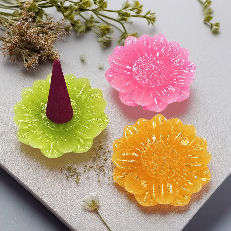 Lotus Flower Incense Holder Fireproof Heat Resistant Resin Cone Incense Burner Base For Home Office Desktop Decor Zen Aroma Accessory