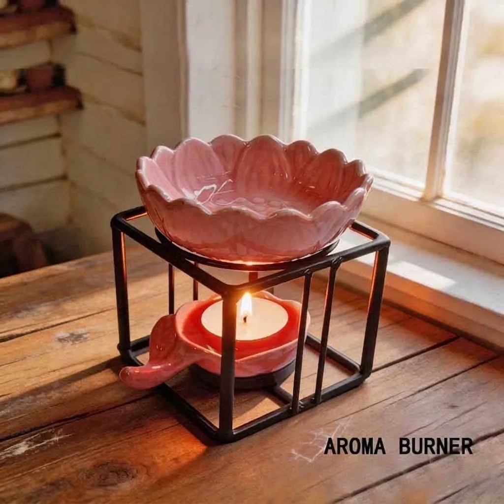 Modern Minimalistischer Lotus Eisen Duftlampe Keramik Aroma Brenner Geometrischer Teelichthalter Für Zuhause Yoga Deko