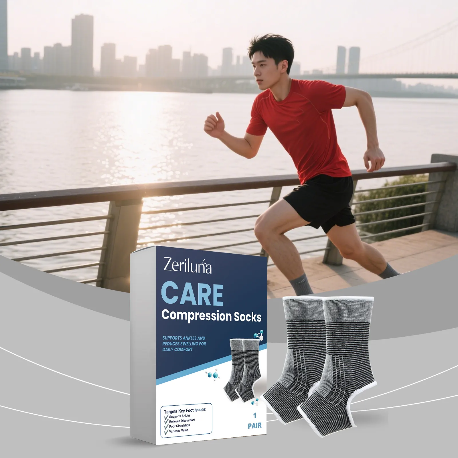 Compression Foot Care Socks Ankle Support Breathable High Elastic Polyester Recovery Men Women Relief Sport Socks