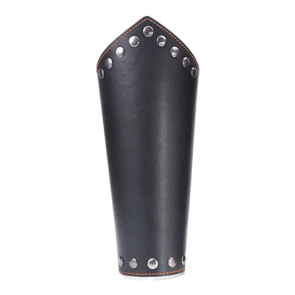 Punk Style Leather Wristband With Metal Rivets Woven Wax Rope Adjustable Retro Cycling Sport Protective Bracer